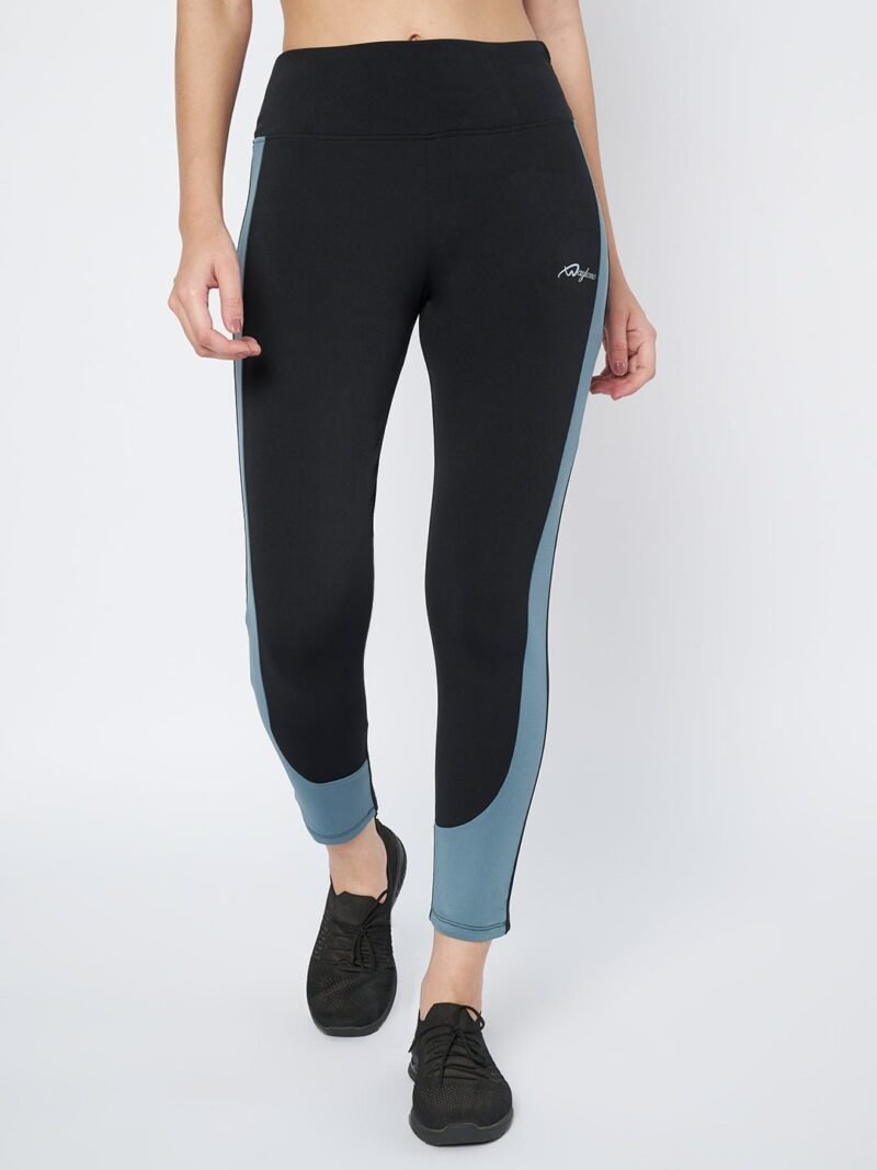 Waylene High-Waist Black and Airforce Blue Sports Tights for Women, Ideal for Yoga and Fitness, Shop Online, Buy Online - Image 2