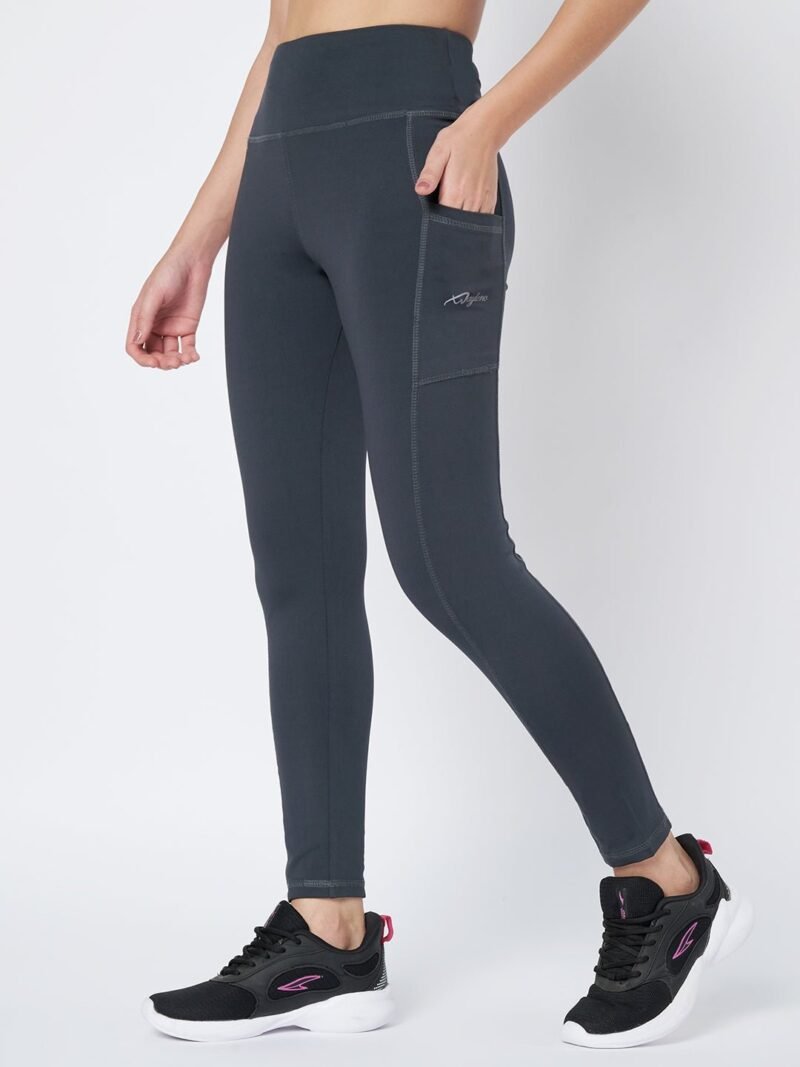 Waylene Dark Grey High-Rise Fitness Leggings for Women - Moisture-Wicking, 4-Way Stretch Fabric, Perfect for Yoga and Gym, Shop Online - Image 3