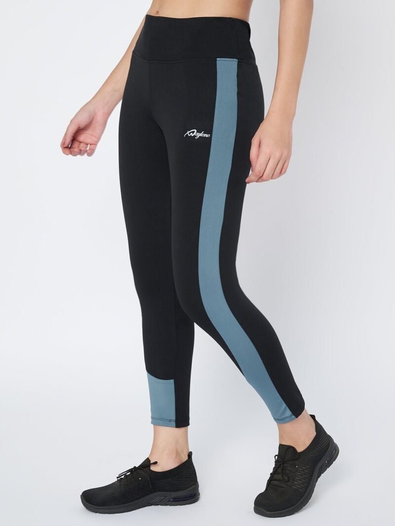 Waylene High-Waist Black and Airforce Blue Sports Tights for Women, Ideal for Yoga and Fitness, Shop Online, Buy Online - Image 3