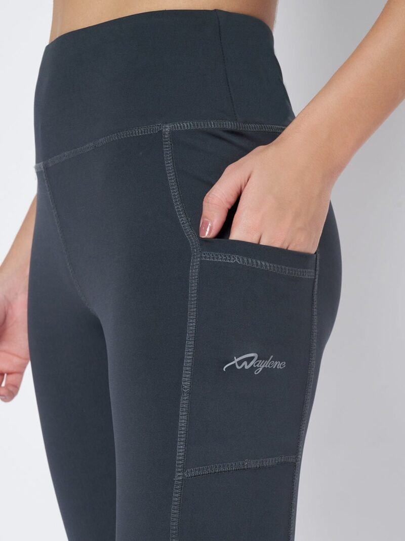 Waylene Dark Grey High-Rise Fitness Leggings for Women - Moisture-Wicking, 4-Way Stretch Fabric, Perfect for Yoga and Gym, Shop Online - Image 5