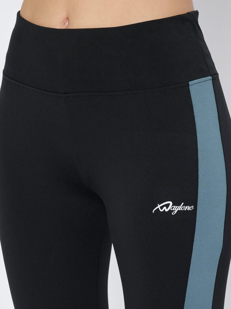 Waylene High-Waist Black and Airforce Blue Sports Tights for Women, Ideal for Yoga and Fitness, Shop Online, Buy Online - Image 5