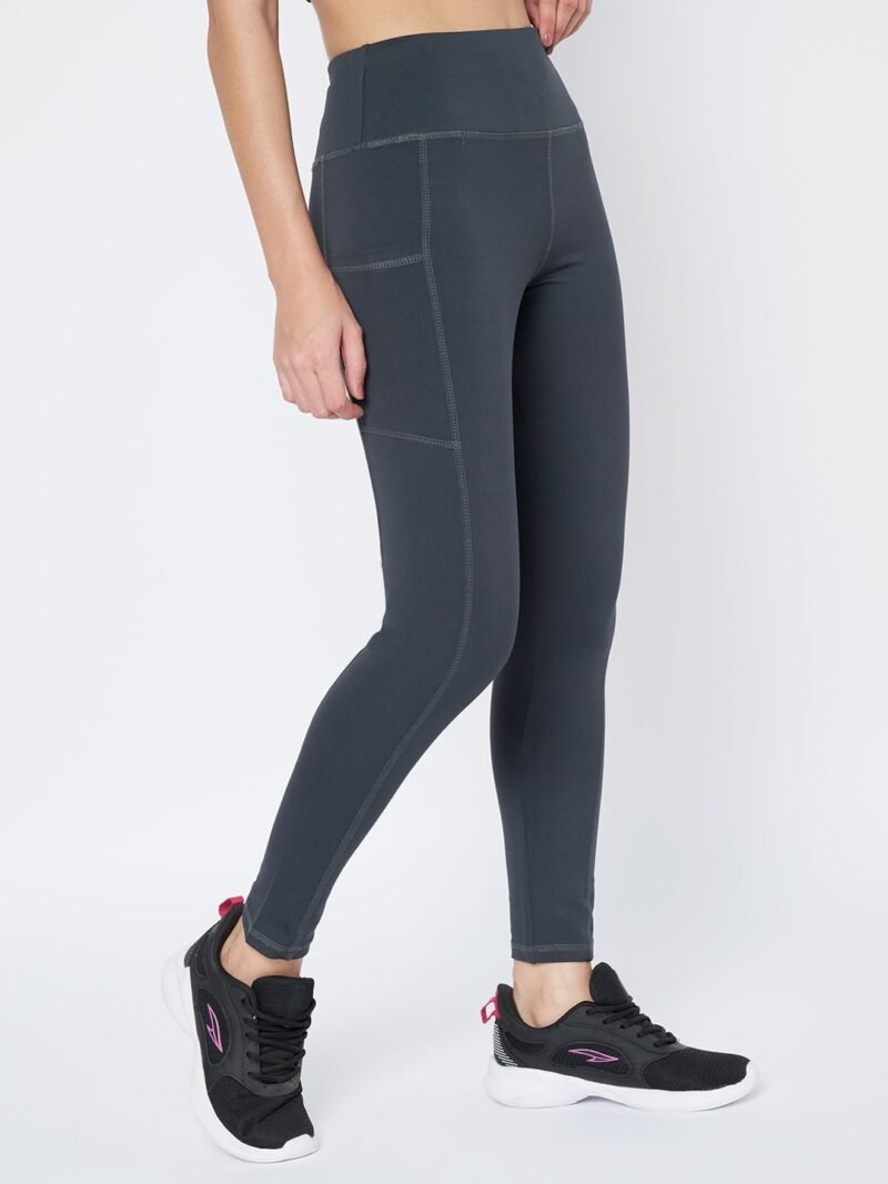 Waylene Dark Grey High-Rise Fitness Leggings for Women - Moisture-Wicking, 4-Way Stretch Fabric, Perfect for Yoga and Gym, Shop Online - Image 6