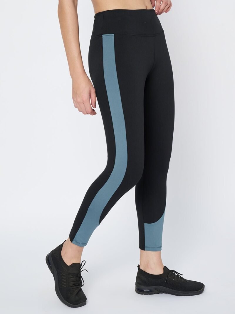 Waylene High-Waist Black and Airforce Blue Sports Tights for Women, Ideal for Yoga and Fitness, Shop Online, Buy Online - Image 6