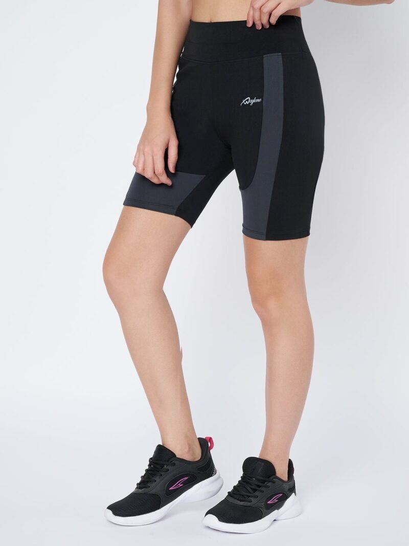 Waylene High-Performance Women's Black and Grey Gym Shorts for Running, Yoga, and Fitness, Shop Online, Buy Online - Image 6