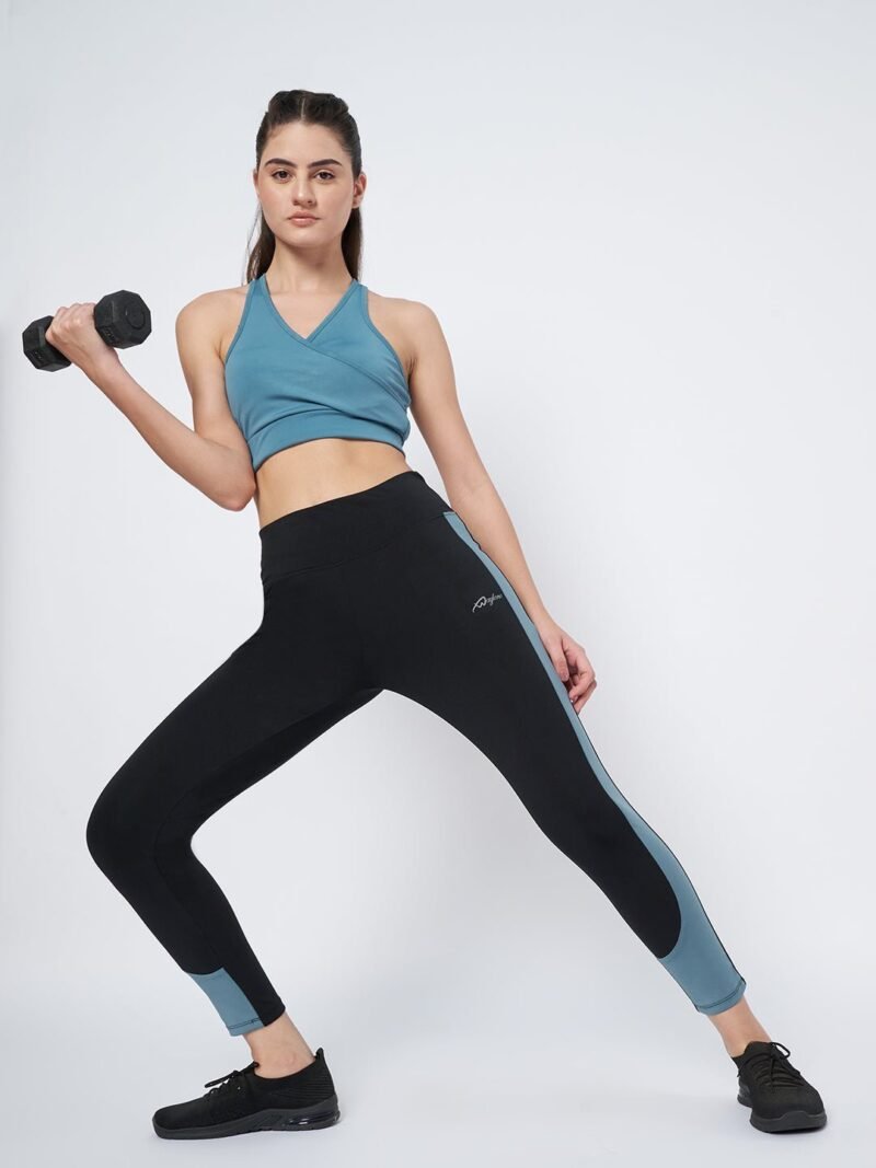 Waylene High-Waist Black and Airforce Blue Sports Tights for Women, Ideal for Yoga and Fitness, Shop Online, Buy Online - Image 7