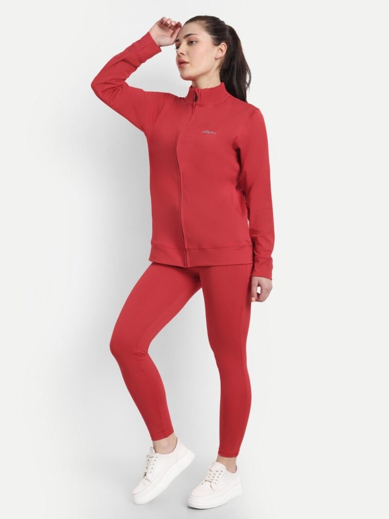 Red High-Performance Activewear Tracksuit by Waylene - Moisture-Wicking, Breathable Gym Set for Women | Buy Online - Image 3
