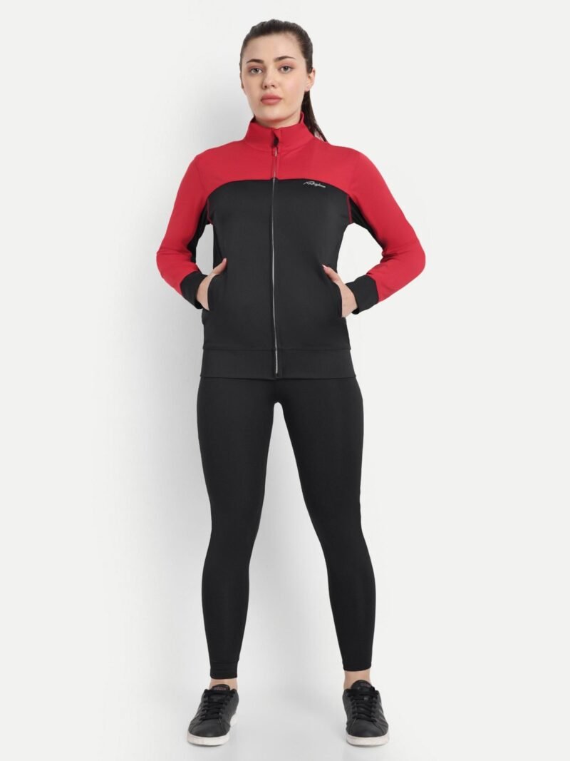 Buy Online Waylene Women's Red and Black Colorblock Tracksuit for Gym and Yoga - Stylish, Comfortable Activewear for Women - Image 2