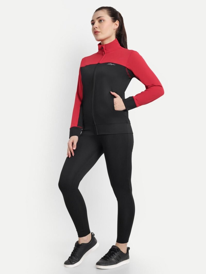 Buy Online Waylene Women's Red and Black Colorblock Tracksuit for Gym and Yoga - Stylish, Comfortable Activewear for Women - Image 3