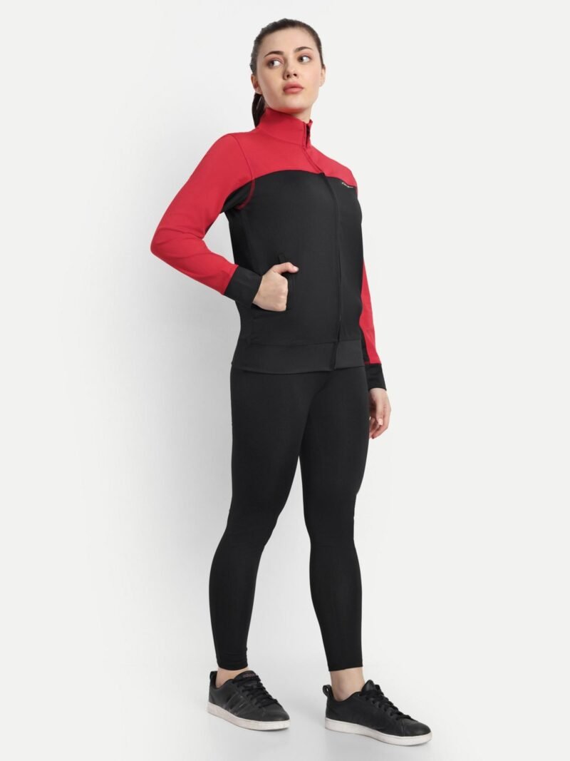 Buy Online Waylene Women's Red and Black Colorblock Tracksuit for Gym and Yoga - Stylish, Comfortable Activewear for Women - Image 4