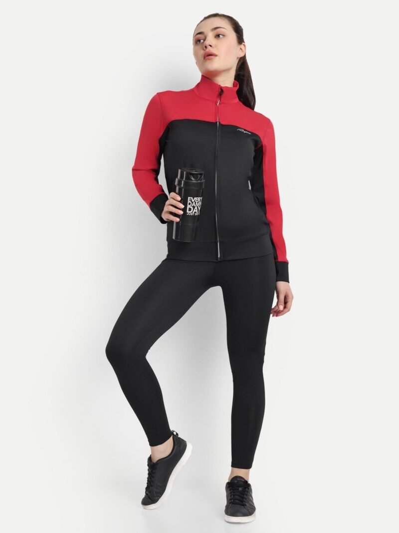 Buy Online Waylene Women's Red and Black Colorblock Tracksuit for Gym and Yoga - Stylish, Comfortable Activewear for Women