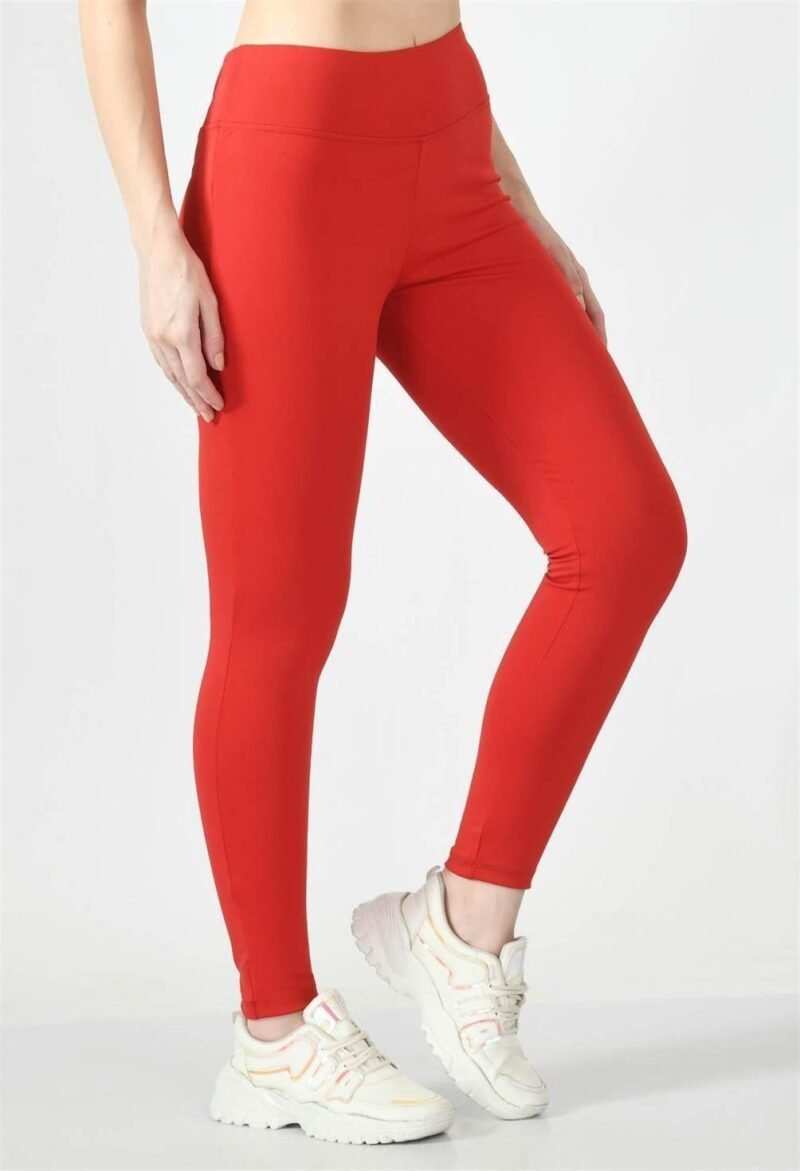 Waylene Ladies Activewear & Gym Wear: High-Waisted Yoga Leggings (Tights) - Red | Dry-Fit & Slim-Fit - Image 3