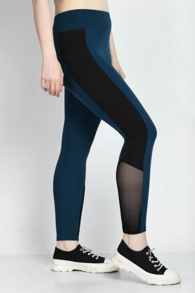 Waylene Teal Blue Color Block Tights for Women, Shop Online, Buy Online - Perfect for Fitness Enthusiasts