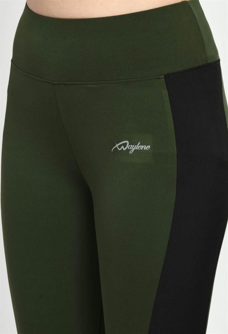 Waylene Olive Green Color Block Tights for Women, Perfect for Active Lifestyle, Shop Online, Buy Online - Image 5