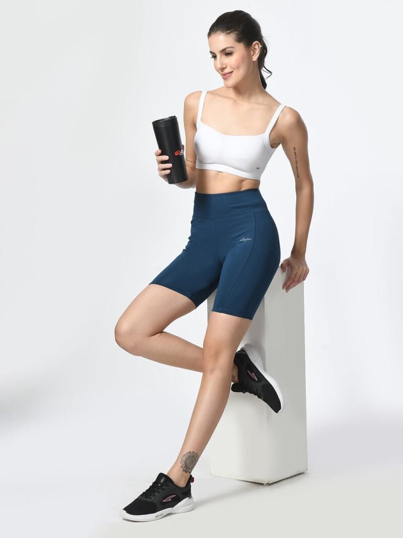 Waylene Teal Blue Shorts for Women: High-Performance, Dry-Fit & Slim Fit for Gym, Training, Running, Cycling & Yoga