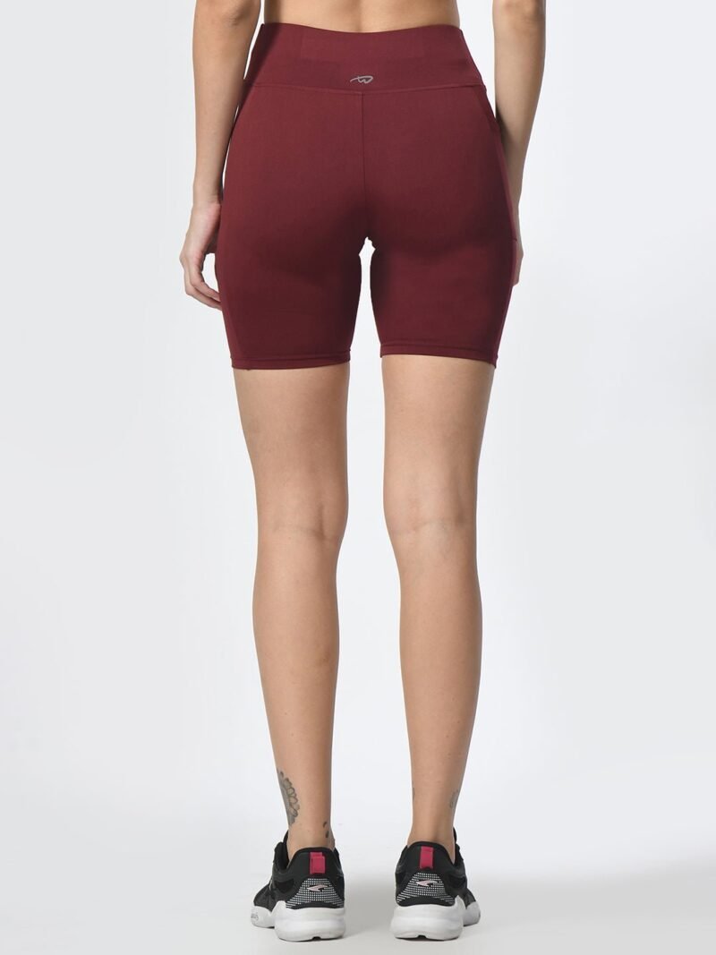Waylene Wine-Colored High-Performance Shorts with Pocket | Women's Activewear - Image 3