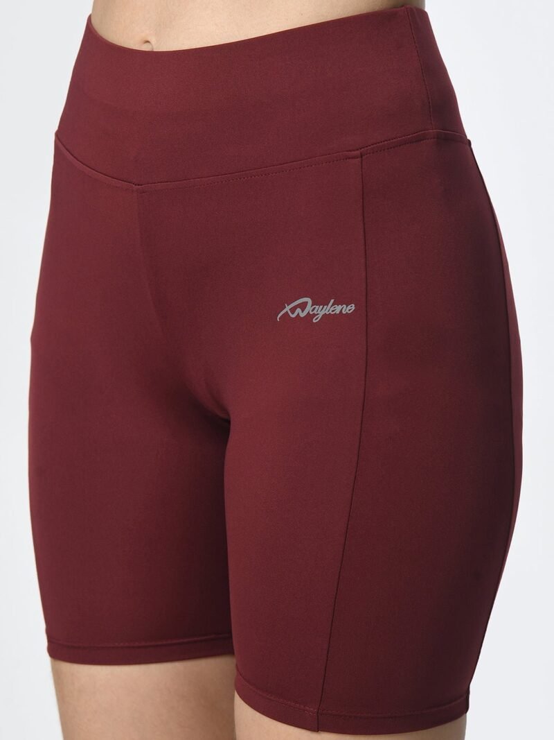 Waylene Wine-Colored High-Performance Shorts with Pocket | Women's Activewear - Image 7