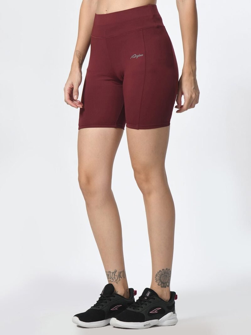 Waylene Wine-Colored High-Performance Shorts with Pocket | Women's Activewear - Image 5