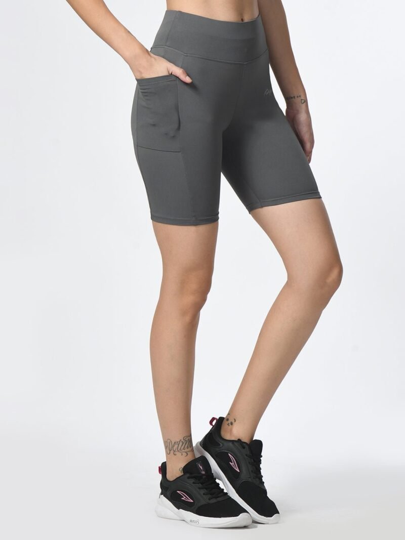 Waylene Grey Women's Gym Shorts: High-Performance, Dry-Fit & Slim Fit for Gym, Training, Running, Cycling & Yoga - Image 3