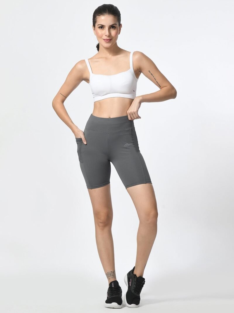 Waylene Grey Women's Gym Shorts: High-Performance, Dry-Fit & Slim Fit for Gym, Training, Running, Cycling & Yoga - Image 2