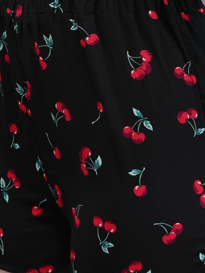 Waylene Cherry-Printed Black Shirt & Shorts Set for Women, Ideal for Casual Wear, Shop Online, Buy Online - Image 2