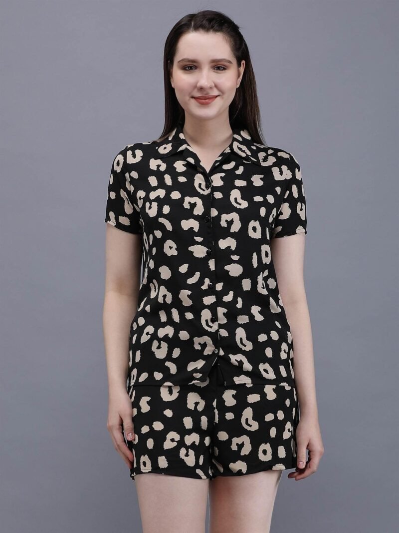 Waylene Printed Shirt & Shorts Set for Women in Polyester Blend, Ideal for Casual Wear, Shop Online, Buy Online - Image 6