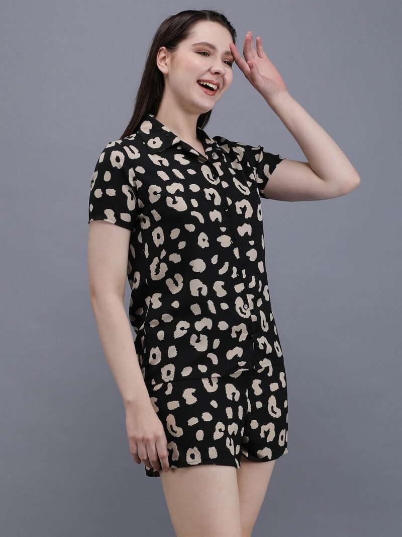 Waylene Printed Shirt & Shorts Set for Women in Polyester Blend, Ideal for Casual Wear, Shop Online, Buy Online - Image 4