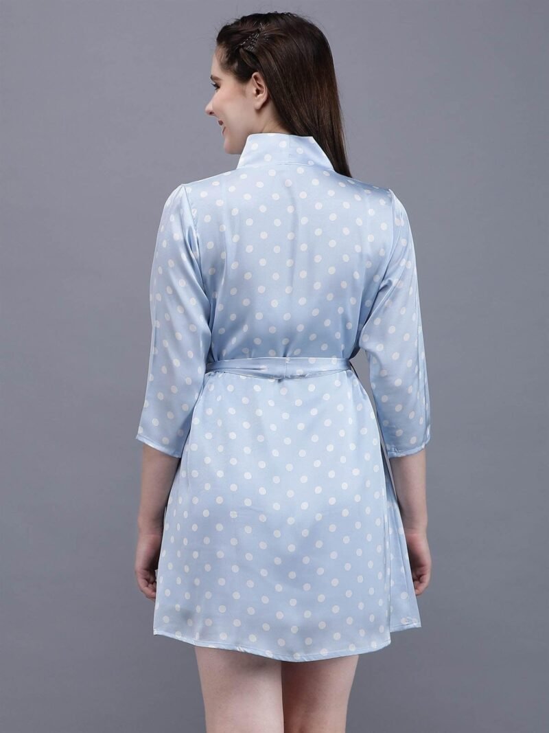 Waylene Light Blue Polka Dot Night Suit with Cami & Robe for Women, Shop Online, Buy Online - Image 9
