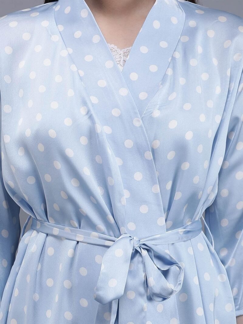 Waylene Light Blue Polka Dot Night Suit with Cami & Robe for Women, Shop Online, Buy Online - Image 8