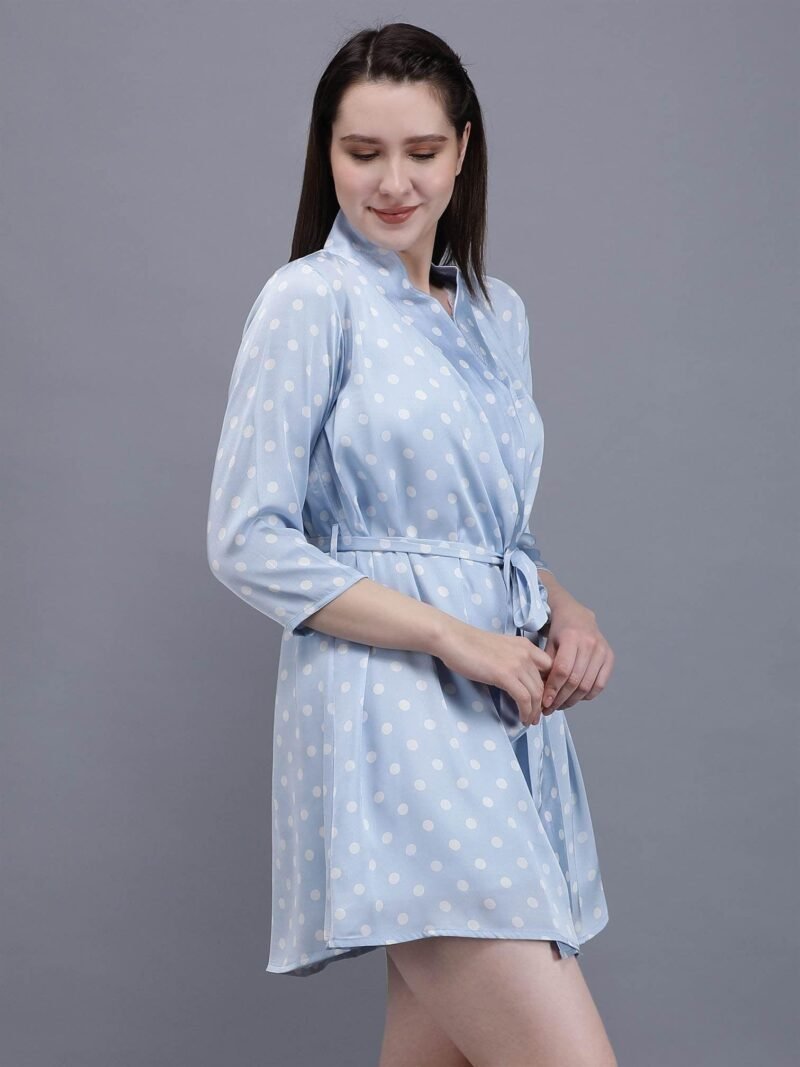 Waylene Light Blue Polka Dot Night Suit with Cami & Robe for Women, Shop Online, Buy Online - Image 2